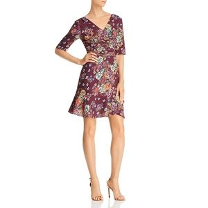 WAYF Gabby Floral Print Short Sleeve Ruched Mini Dress